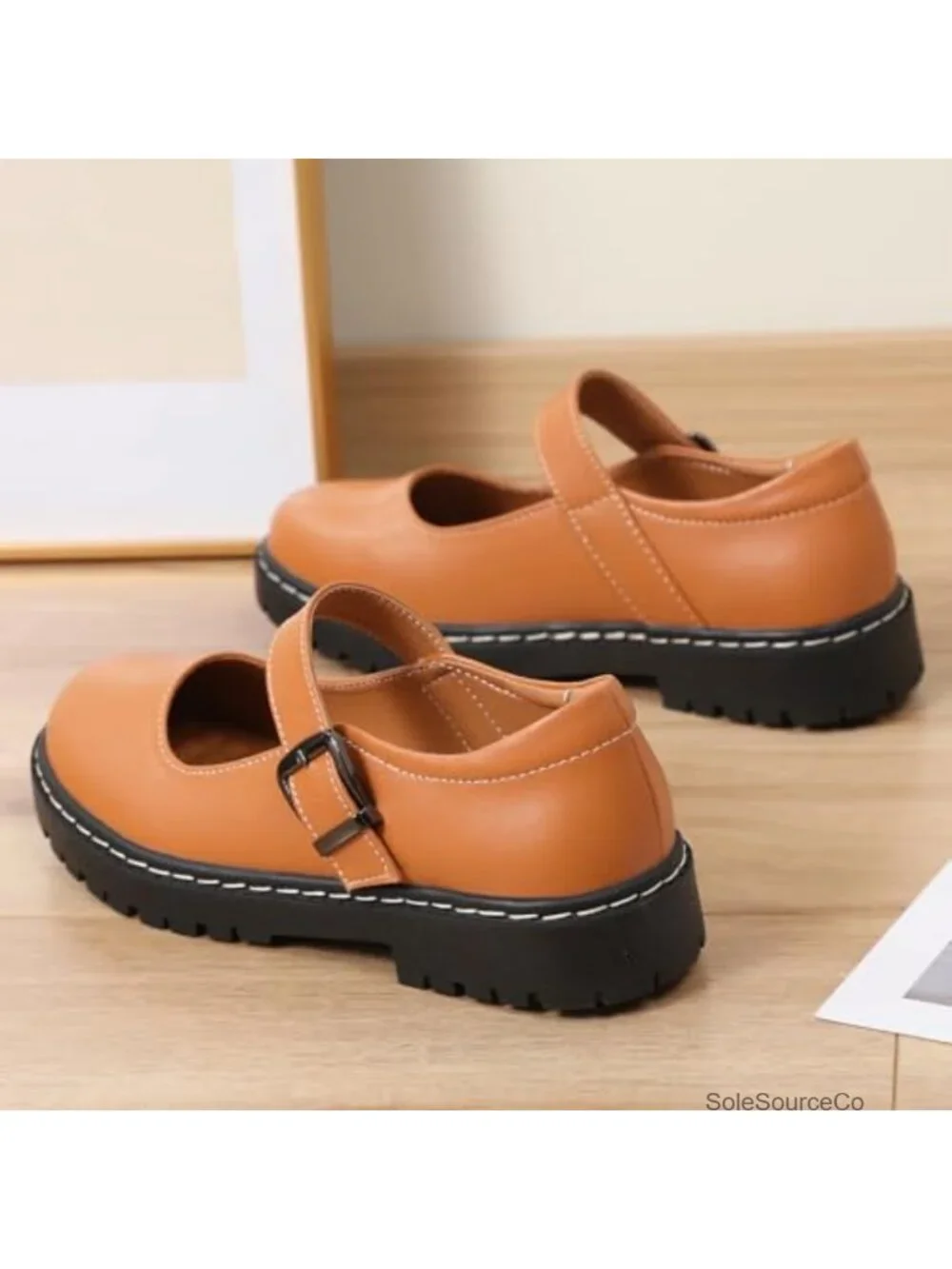 Women's Platform Mary Jane Oxford Shoes Faux Leather Comfortable Low Top
